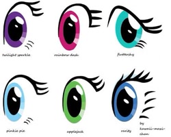 Size: 429x343 | Tagged: safe, artist:kawaii-maxi-chan, imported from derpibooru, applejack, fluttershy, pinkie pie, rainbow dash, rarity, twilight sparkle, eye, eyes, mane six, wrong