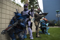 Size: 6000x4000 | Tagged: safe, artist:sempbron3, imported from derpibooru, princess luna, rainbow dash, roseluck, twilight sparkle, alicorn, human, absurd resolution, clothes, cosplay, costume, crossover, fire team harmony, gun, halo (series), handgun, irl, irl human, pacific ponycon, pacific ponycon 2017, photo, pistol, rd spartan, rifle, sgt. roseluck, shotgun, sniper rifle, spartan luna, twilight sparkle (alicorn), twilight spartan, weapon
