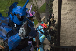 Size: 6000x4000 | Tagged: safe, artist:sempbron3, imported from derpibooru, princess luna, rainbow dash, roseluck, twilight sparkle, alicorn, human, absurd resolution, clothes, cosplay, costume, crossover, fire team harmony, gun, halo (series), handgun, irl, irl human, pacific ponycon, pacific ponycon 2017, photo, pistol, rd spartan, rifle, sgt. roseluck, shotgun, sniper rifle, spartan luna, twilight sparkle (alicorn), twilight spartan, weapon