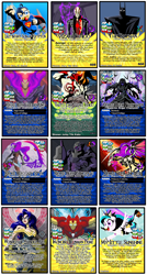 Size: 1408x2626 | Tagged: safe, artist:terry, imported from derpibooru, princess celestia, oc, batman, bleach, card game, crossover, dc comics, female, filly, iron man, kurosaki ichigo, marvel comics, original character do not steal, superman, wonder woman