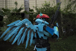 Size: 6000x4000 | Tagged: safe, artist:sempbron3, imported from derpibooru, rainbow dash, human, absurd resolution, clothes, cosplay, costume, crossover, fire team harmony, gun, halo (series), irl, irl human, pacific ponycon, pacific ponycon 2017, photo, rd spartan, rifle, sniper rifle, weapon