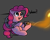 Size: 1280x1031 | Tagged: safe, artist:neuro, imported from derpibooru, pinkie pie, earth pony, pony, cute, diapinkes, female, flying, gray background, luigi's mansion, open mouth, poltergust 5000, silly, simple background, solo, vacuum cleaner, wheeeee
