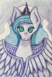 Size: 1024x1531 | Tagged: safe, artist:sachanart, imported from derpibooru, princess luna, pony, colored pencil drawing, female, princess of the night, solo, traditional art