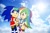 Size: 1800x1200 | Tagged: safe, artist:cylent-nite, artist:trungtranhaitrung, imported from derpibooru, rainbow dash, human, equestria girls, clothes, crossover, crossover shipping, equestria girls outfit, humanized, interspecies, male, remastered, shipping, sky, sonic the hedgehog, sonic the hedgehog (series), sonicdash, straight, sun