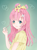 Size: 1250x1684 | Tagged: safe, artist:d-tomoyo, imported from derpibooru, fluttershy, human, pony, blushing, clothes, colored pupils, cute, female, gradient background, heart, human ponidox, humanized, looking at you, open mouth, ponies riding humans, pony hat, riding, self ponidox, self riding, shyabetes, smiling, smol, solo