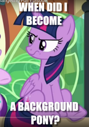 Size: 512x732 | Tagged: safe, edit, edited screencap, imported from derpibooru, screencap, starlight glimmer, twilight sparkle, alicorn, pony, the times they are a changeling, annoyed, background pony, background pony strikes again, cropped, discussion in the comments, hilarious in hindsight, image macro, meme, twilight sparkle (alicorn)