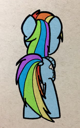 Size: 830x1334 | Tagged: safe, artist:ashtoneer, color edit, edit, imported from derpibooru, rainbow dash, pegasus, pony, colored, dock, female, rear view, simple background, solo