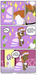 Size: 2000x4000 | Tagged: safe, artist:nekoirza, imported from derpibooru, button mash, sweetie belle, earth pony, pony, unicorn, ..., blushing, clothes, comic, crossdressing, dress