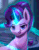 Size: 504x650 | Tagged: safe, artist:rodrigues404, imported from derpibooru, starlight glimmer, pony, unicorn, animated, book, cinemagraph, female, gif, glowing horn, horn, lidded eyes, looking at you, magic, magic aura, mare, perfect loop, realistic, smiling, smirk, solo, sparkles
