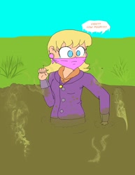 Size: 1700x2200 | Tagged: safe, artist:basher-the-basilisk, imported from derpibooru, ms. harshwhinny, human, female, field, gross, grossed out, humanized, humiliation, manure, pasture, poop, scat, smelly, visible stench