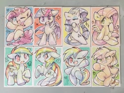 Size: 1280x960 | Tagged: safe, artist:mosamosa_n, imported from derpibooru, applejack, fluttershy, pinkie pie, rainbow dash, rarity, twilight sparkle, twilight sparkle (alicorn), alicorn, pony, butt wings, mane six, simple background