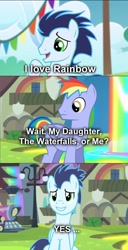 Size: 596x1162 | Tagged: safe, imported from derpibooru, rainbow blaze, rainbow dash, soarin', pony, rainbow falls, dragon ball, dragon ball z, dragonball z abridged, implied bisexuality, implied soarindash, king vegeta, male, mathematician's answer, shipping, soarindash, straight