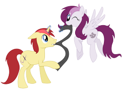 Size: 5333x4000 | Tagged: safe, artist:isegrim87, imported from derpibooru, oc, oc only, oc:ace artistry, oc:happy hoax, pegasus, pony, unicorn, absurd resolution, bronies.de, clothes, scarf, simple background, transparent background