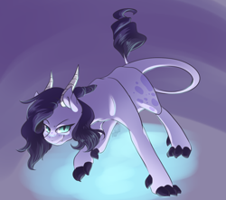 Size: 1050x930 | Tagged: safe, artist:yuyusunshine, imported from derpibooru, oc, oc only, oc:radiant amethyst, dracony, hybrid, claws, fangs, horns, interspecies offspring, offspring, parent:rarity, parent:spike, parents:sparity, slit eyes, slit pupils, solo