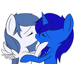 Size: 1024x853 | Tagged: safe, artist:fajnyziomal, imported from derpibooru, oc, oc only, oc:delly, oc:graceful motion, pegasus, pony, unicorn, eyes closed, female, kissing, lesbian, not luna, shipping