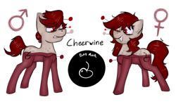 Size: 2152x1274 | Tagged: safe, artist:marsminer, imported from derpibooru, oc, oc only, oc:cheerwine, food pony, original species, soda pony, cheerwine