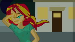 Size: 13334x7500 | Tagged: safe, artist:paulysentry, deleted from derpibooru, imported from derpibooru, sunset shimmer, equestria girls, absurd resolution, aftermath, clothes, crying, eyes closed, humiliated, humiliation, party, running, solo