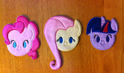 Size: 1280x753 | Tagged: safe, artist:planetplush, imported from derpibooru, fluttershy, pinkie pie, twilight sparkle, irl, minky, patch, photo