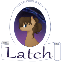 Size: 1637x1650 | Tagged: safe, artist:renathesnakecharmers, imported from derpibooru, oc, oc only, oc:latch, pony, bust, female, mare, portrait, solo, text