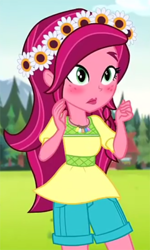 Size: 590x982 | Tagged: safe, edit, edited screencap, imported from derpibooru, screencap, gloriosa daisy, equestria girls, legend of everfree, blushing, cropped, female, solo