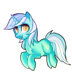 Size: 701x747 | Tagged: safe, artist:oksssid, imported from derpibooru, lyra heartstrings, pony, unicorn, female, hopping, looking at you, open mouth, pronking, simple background, smiling, solo, white background