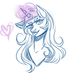 Size: 1280x1386 | Tagged: safe, artist:mscootaloo, imported from derpibooru, trixie, pony, unicorn, asksketchytrixie, bust, female, heart, magic, mare, solo, tongue out