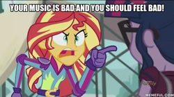 Size: 600x337 | Tagged: safe, edit, edited screencap, imported from derpibooru, screencap, sci-twi, sunset shimmer, twilight sparkle, equestria girls, friendship games, angry, caption, exploitable meme, futurama, image macro, meme, memeful.com, sunset yells at twilight, the devil's hands are idle playthings, zoidberg