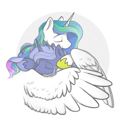 Size: 1177x1177 | Tagged: safe, artist:onkelscrut, imported from derpibooru, princess celestia, princess luna, alicorn, come hug me sis, cute, cutelestia, embrace, eyes closed, hug, large wings, lunabetes, royal sisters, s1 luna, simple background, sisters, smiling, spread wings, white background, winghug, wings