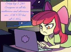 Size: 603x444 | Tagged: safe, derpibooru exclusive, imported from derpibooru, apple bloom, equestria girls, apple bloom's blog, comic, computer, laptop computer, meme, star trek, superiority, vulgar
