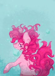Size: 400x560 | Tagged: safe, artist:laps-sp, imported from derpibooru, pinkie pie, pony, female, looking at you, looking back, solo, underwater