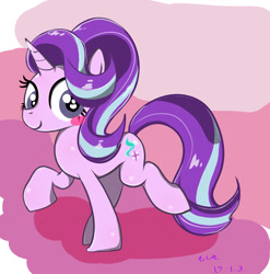 Size: 1322x1336 | Tagged: safe, artist:noupu, imported from derpibooru, starlight glimmer, pony, abstract background, female, smiling, solo