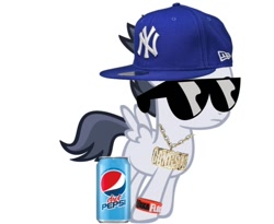 Size: 834x683 | Tagged: safe, artist:jawsandgumballfan24, imported from derpibooru, rumble, pony, baseball, bling, colt, cute, gangsta, hat, male, mlb, new york yankees, pepsi, soda, soda can, solo, sunglasses, swag, wristband