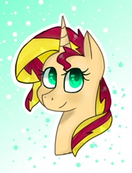 Size: 724x950 | Tagged: safe, artist:alexisthecreep13, imported from derpibooru, sunset shimmer, pony, unicorn, bust, female, portrait, solo