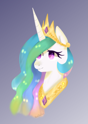 Size: 787x1100 | Tagged: safe, artist:alexisthecreep13, imported from derpibooru, princess celestia, pony, bust, female, gradient background, portrait, smiling, solo