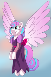 Size: 1200x1800 | Tagged: safe, artist:percy-mcmurphy, imported from derpibooru, princess flurry heart, pony, clothes, dress, female, older, solo, spread wings