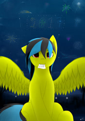 Size: 1250x1781 | Tagged: safe, artist:lukesaurusflavius, artist:ssnerdy, imported from derpibooru, oc, oc only, oc:here after, pegasus, pony, 2017, mouth hold, solo, spread wings