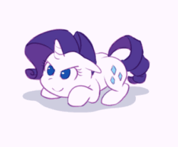 Size: 444x368 | Tagged: safe, artist:dstears, edit, imported from derpibooru, rarity, pony, unicorn, animated, behaving like a cat, butt, butt shake, cropped, cute, female, floppy ears, gif, glare, imminent pounce, plot, prone, rarara, raribetes, raricat, rearity, simple background, smiling, smirk, solo, white background, wiggle