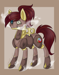 Size: 768x975 | Tagged: safe, artist:whitenoiseghost, imported from derpibooru, oc, oc only, pony, robot, robot pony, solo, steamling, steampunk