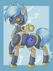 Size: 768x1027 | Tagged: safe, artist:whitenoiseghost, imported from derpibooru, oc, oc only, pony, robot, robot pony, solo, steamling, steampunk