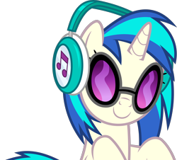 Size: 5000x4510 | Tagged: safe, artist:dashiesparkle, imported from derpibooru, dj pon-3, vinyl scratch, pony, unicorn, .svg available, absurd resolution, female, horn, mare, simple background, smiling, solo, sunglasses, transparent background, vector