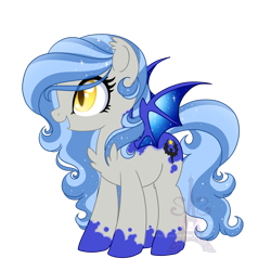 Size: 1600x1600 | Tagged: safe, artist:pvrii, artist:silent-shadow-wolf, imported from derpibooru, oc, oc only, oc:midnight radiance, bat pony, pony, chest fluff, female, mare, simple background, smiling, solo, style emulation, transparent background