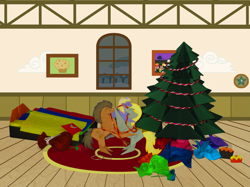 Size: 4595x3446 | Tagged: safe, artist:malte279, imported from derpibooru, derpy hooves, dinky hooves, doctor whooves, time turner, earth pony, pegasus, pony, unicorn, absurd resolution, christmas tree, hug, origami, tree