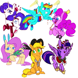 Size: 1000x1000 | Tagged: safe, artist:helloiamyourfriend, imported from derpibooru, applejack, fluttershy, pinkie pie, rainbow dash, rarity, twilight sparkle, alicorn, pony, /mlp/, christmas, clothes, drawthread, easter, independence day, leotard, mane six, new year, no catchlights, simple background, thanksgiving, twilight sparkle (alicorn), valentine's day, white background