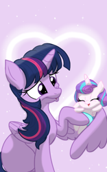 Size: 1200x1920 | Tagged: safe, artist:theroyalprincesses, imported from derpibooru, princess flurry heart, twilight sparkle, alicorn, pony, aunt and niece, auntie twilight, baby, baby pony, cute, diaper, duo, eyes closed, flurrybetes, laughing, missing cutie mark, open mouth, sitting, tickling, twilight sparkle (alicorn), wing hands, wing hold