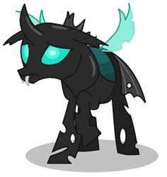 Size: 675x715 | Tagged: safe, artist:watermelon changeling, derpibooru exclusive, imported from derpibooru, thorax, changeling, male, ms paint, raised hoof, sad, simple background, solo, spread wings, white background