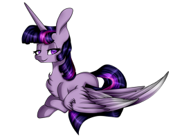 Size: 2500x2000 | Tagged: safe, artist:symphstudio, artist:xxmissteaxx, imported from derpibooru, twilight sparkle, alicorn, pony, chest fluff, female, high res, looking at you, prone, simple background, solo, transparent background, twilight sparkle (alicorn)