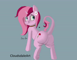 Size: 9020x7080 | Tagged: safe, artist:cloudsdaleart, imported from derpibooru, oc, oc only, oc:rosebud, pony, unicorn, absurd resolution, butt, chest fluff, flower, flower in hair, long tail, pink, plot, solo