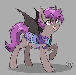 Size: 1904x1879 | Tagged: safe, artist:valkyrie-girl, imported from derpibooru, oc, oc only, oc:teasel, bat pony, pony, armor, commission, female, guardsmare, mare, night guard, royal guard, solo