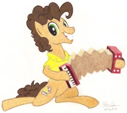 Size: 945x845 | Tagged: safe, artist:soulsliver249, imported from derpibooru, cheese sandwich, pony, accordion, male, musical instrument, solo, traditional art