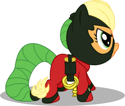 Size: 1800x1530 | Tagged: safe, artist:seahawk270, imported from derpibooru, applejack, mistress marevelous, earth pony, pony, power ponies (episode), chibi, female, lasso, power ponies, rope, simple background, solo, superhero, transparent background